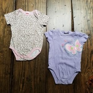 Set of 2 Leopard Print Butterfly Onesies 6-9 Mos